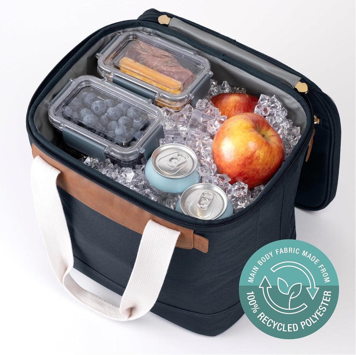 CleverMade Malibu Luxe Collapsible Cooler, 18 Can (25 lbs) - Leeward Navy
