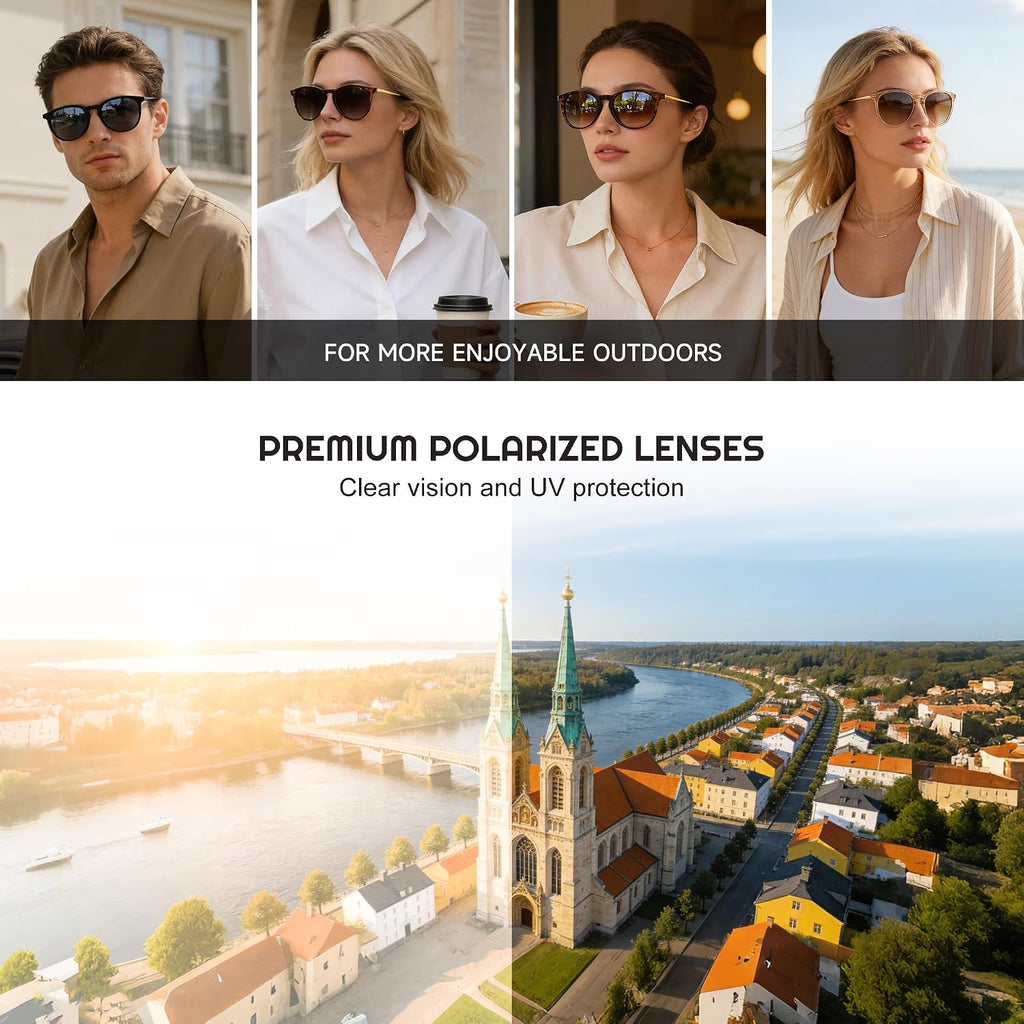 Polarized Round Sunglasses for Women Men with UV Protection