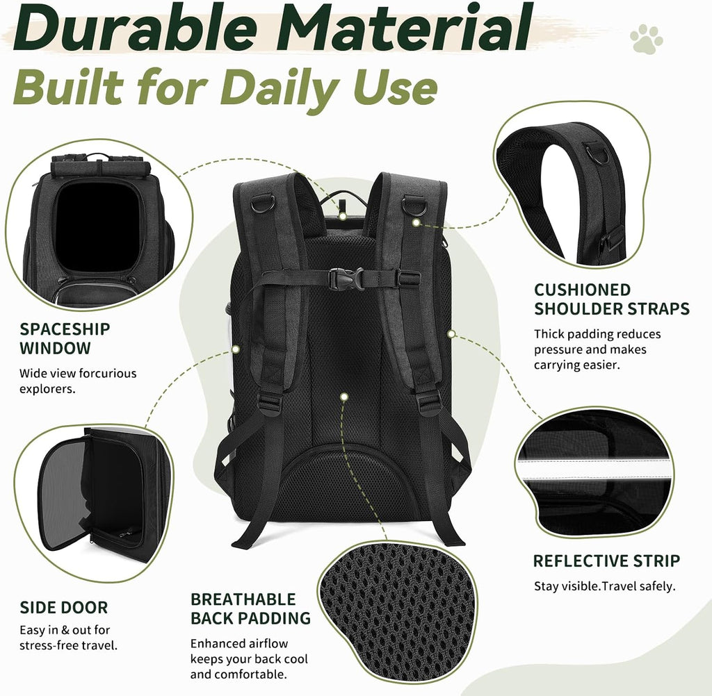 Apollo Walker Cat Backpack Carrier for Small Dogs and Cats, Black