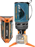 Jetboil Flash 1.0L Portable Fast Boil Stove for Camping and Backpacking with 1-Step Auto Ignition, Propane/Isobutane Burner with Cooking Cup, Ocean Topo