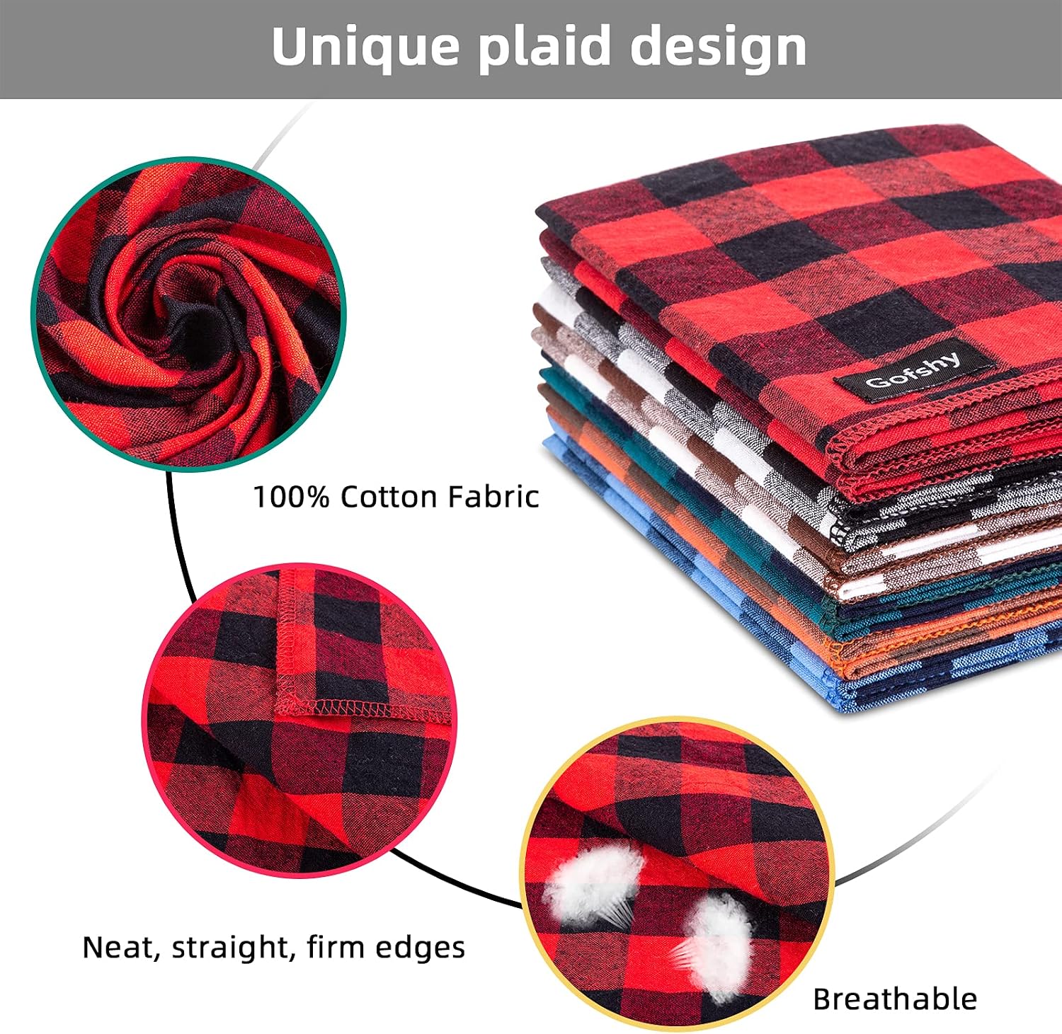 Buffalo Plaid Dog Bandanas Fall Christmas Large Scarf 6PCS