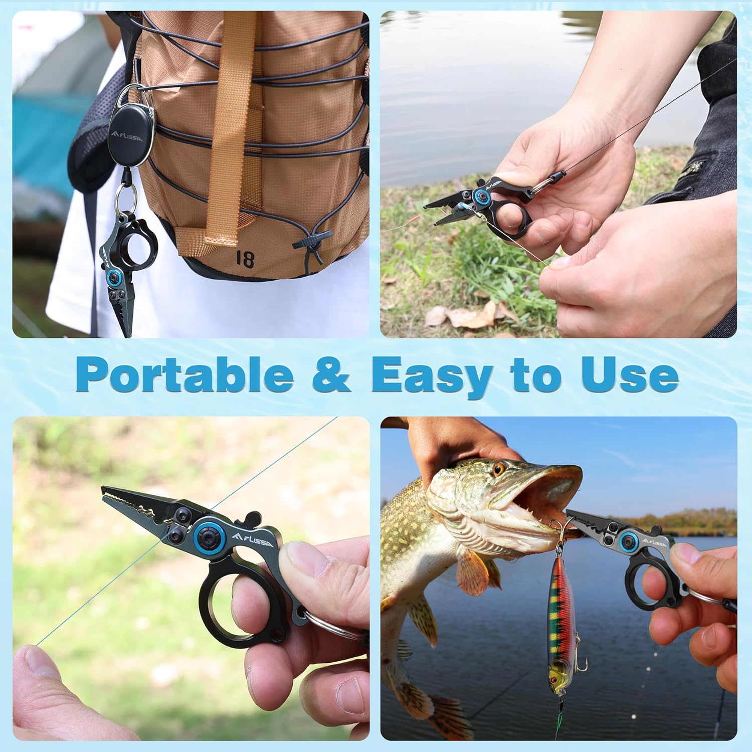 FLISSA Mini Fishing Pliers with Fly Fishing Zinger Retractor
