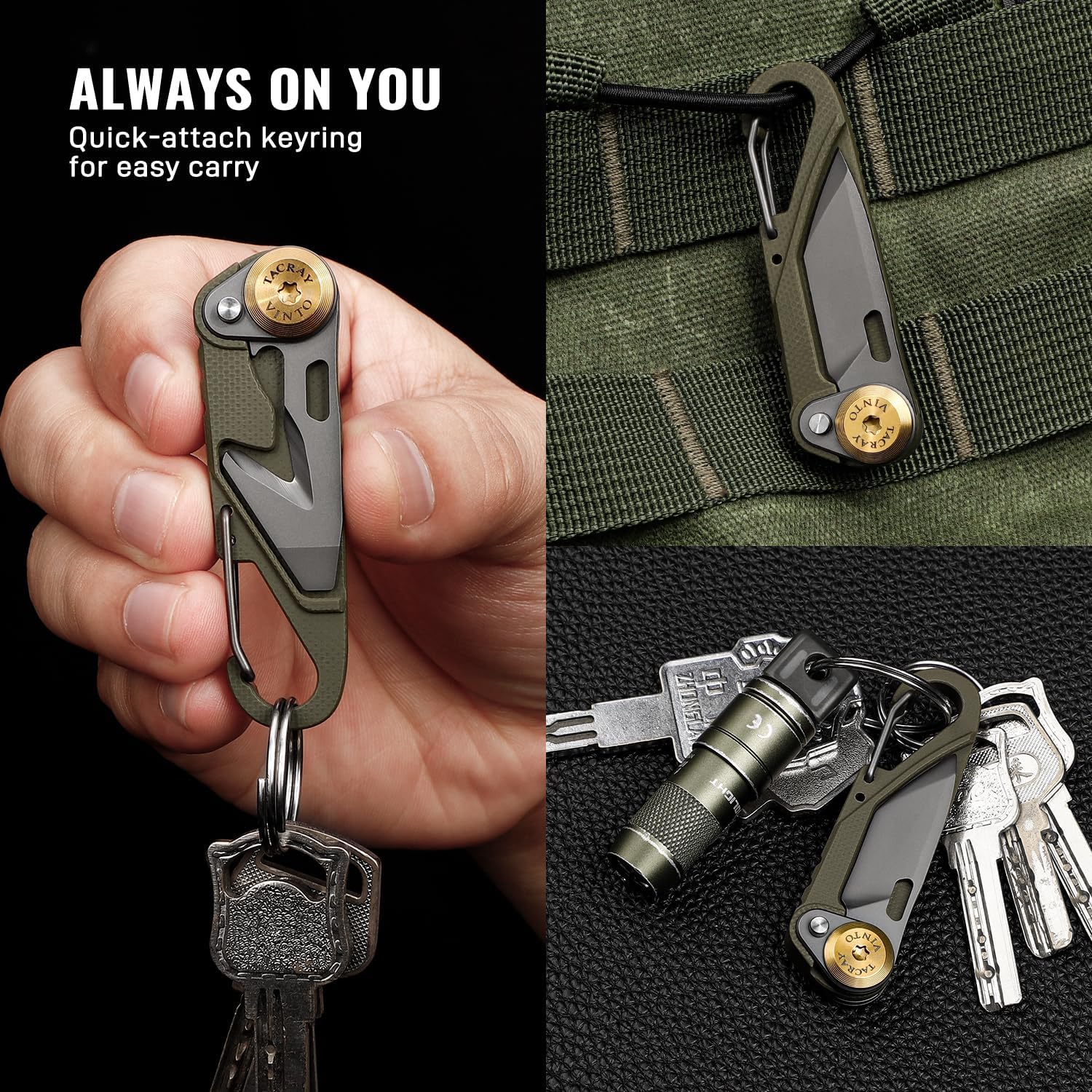 TACRAY Vinto 5-in-1 Pocket Multitool Folding Utility Knife for EDC