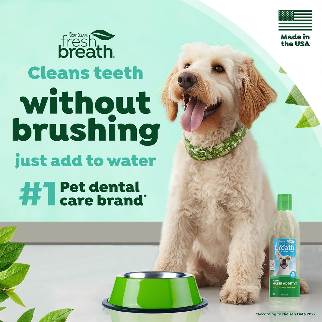 TropiClean Fresh Breath Water Additive for Dogs, Dog Breath Freshener, 16oz