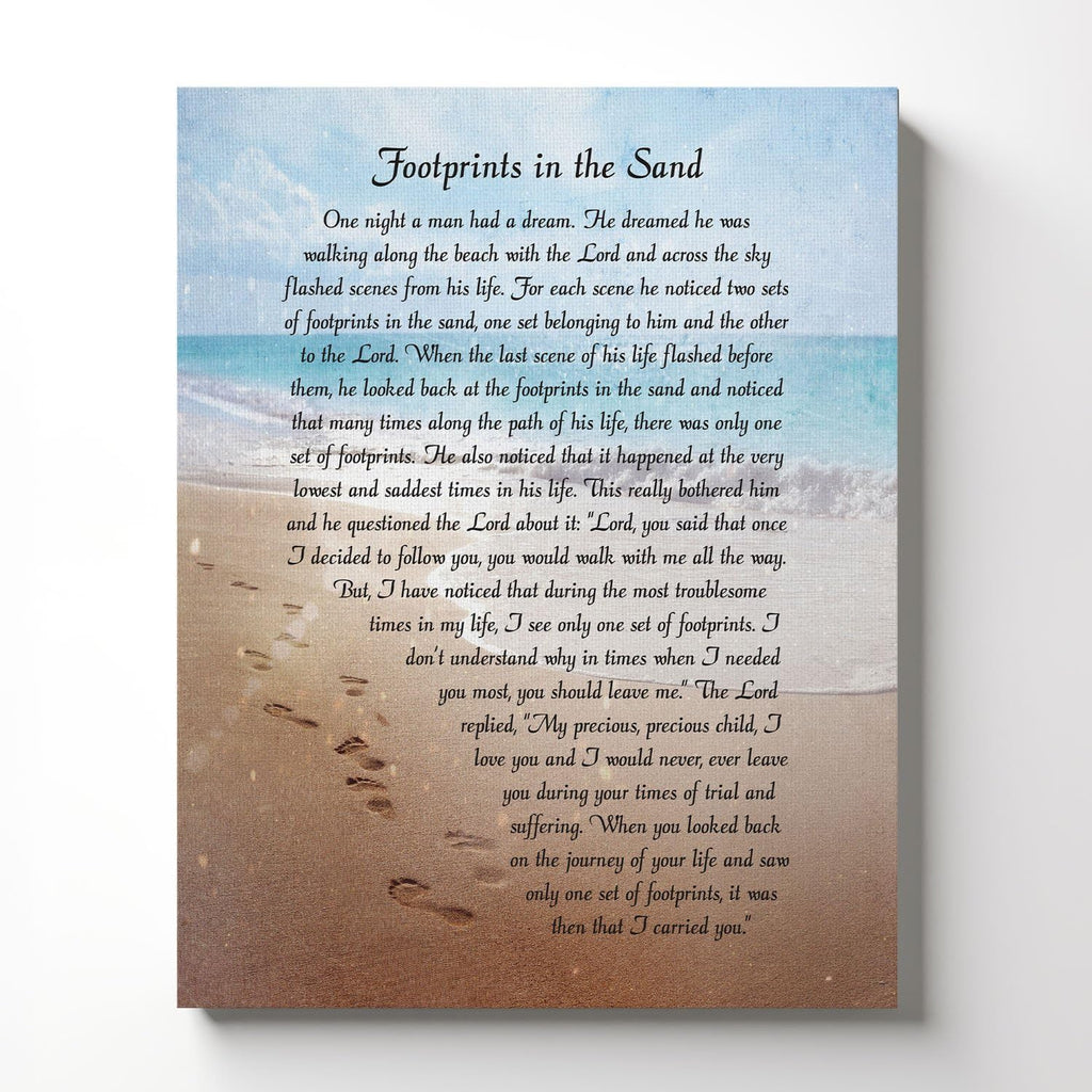 Footprints in the Sand Wall Decor, Footprints in the Sand Inspirational Wall Art, Beach Decor, Christian Gifts for Men and Women Chrisitan Wall Decor, Sympathy Gift.Ready To Hang, C2102-11x14