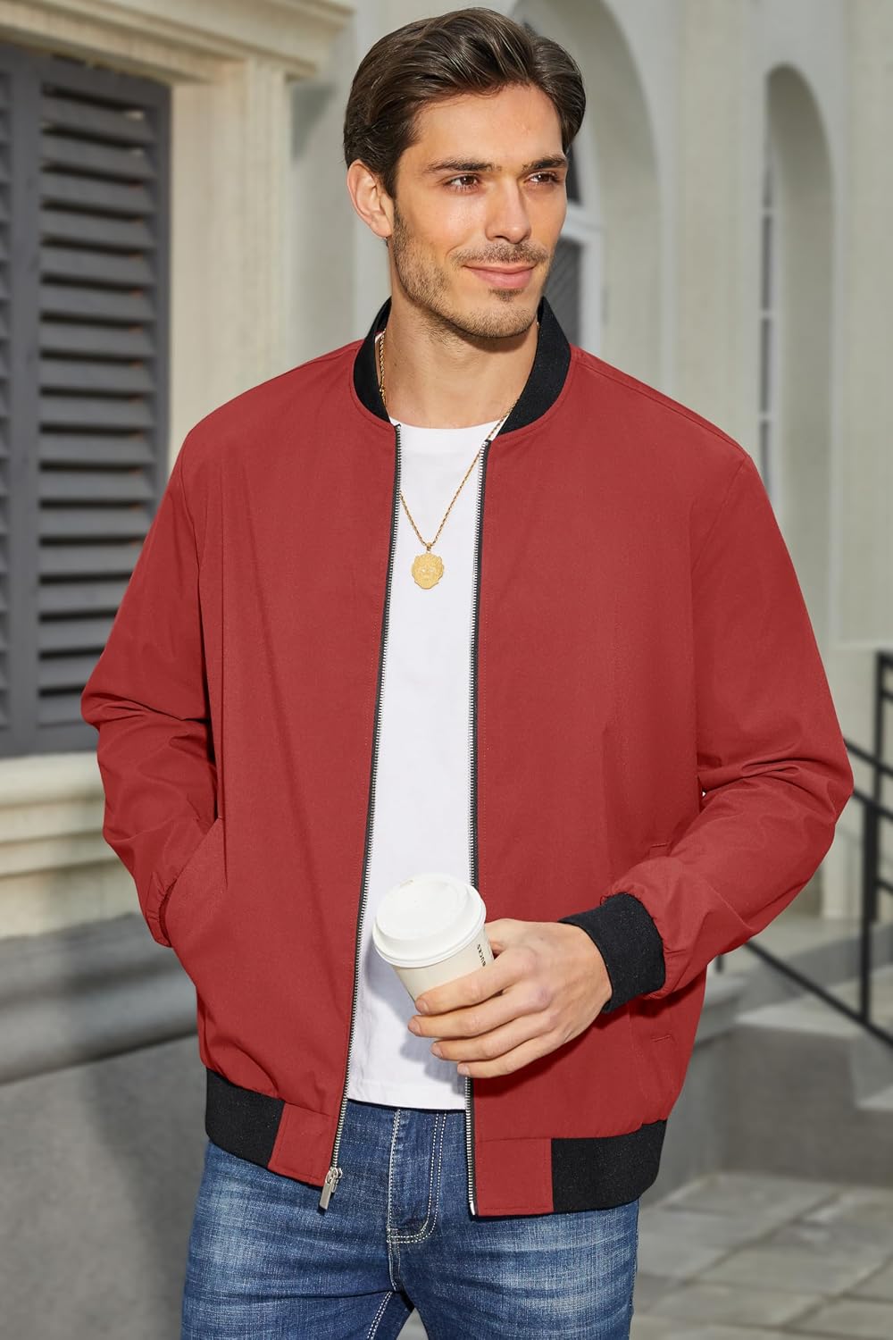 MAGCOMSEN Men's Bomber Jacket Lightweight Full Zip Windbreaker Jackets