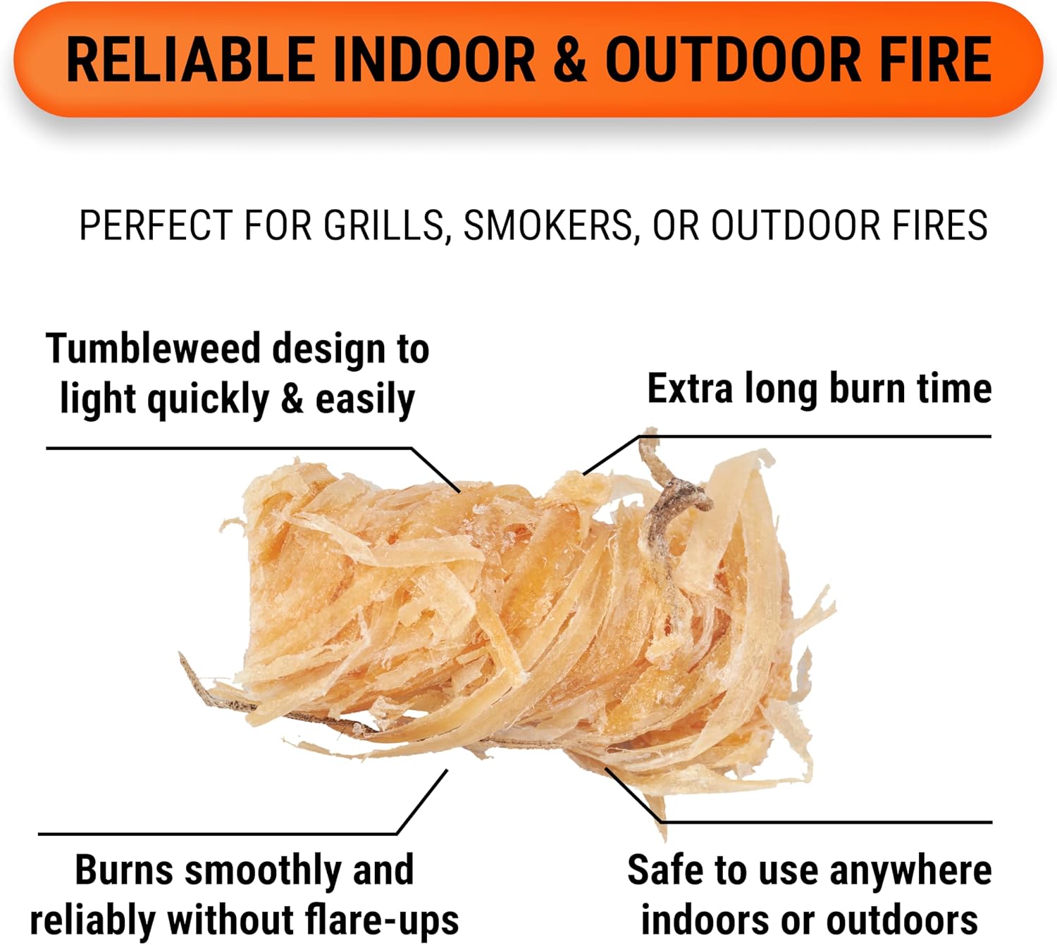 Fire Starters for Woodstoves - XXL Pack of 100 Charcoal and Wood Fire Starters for Quick Ignition - Ideal for Campfires, Fireplaces, Grills, Fire Pits - Reliable Outdoor Fire Starter Kit