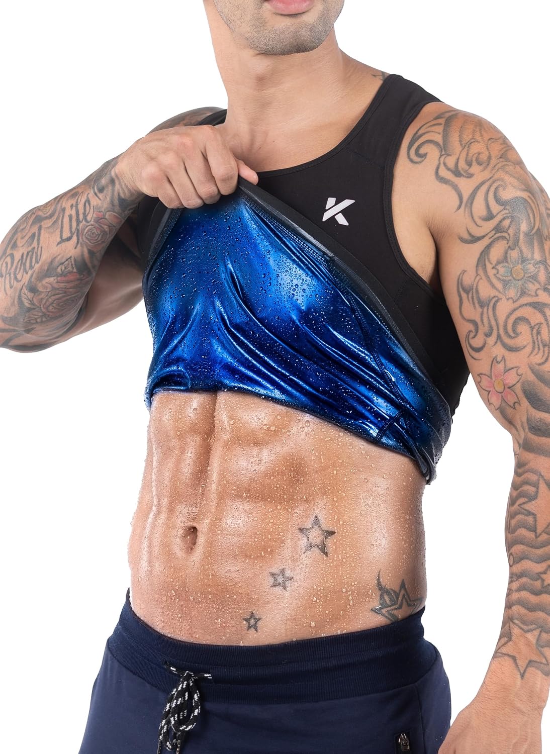 Kewlioo Men's Heat Trapping Pullover Sweat Enhancing Vest - Sauna Suit Shirt Compression Vest Shapewear Top for Gym Exercise