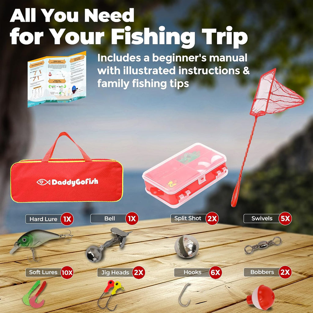 Kids Fishing Pole for Boys, Girls & Youth Age, Toddler Fishing Pole Set Kit