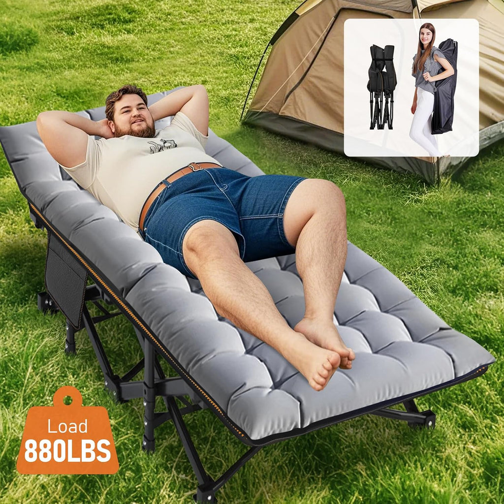 Slsy 2 Pack Folding Camping Cot for Adults with Mattress & Carry Bag