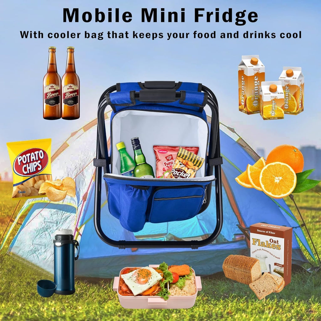 Kikerike Backpack Stool Cooler Chair Heavy Duty 300 LBS Max Load Portable Lightweight Stool Backpack Folding Fishing Cooler Seat for Camping Hunting Fishing - Dark Blue