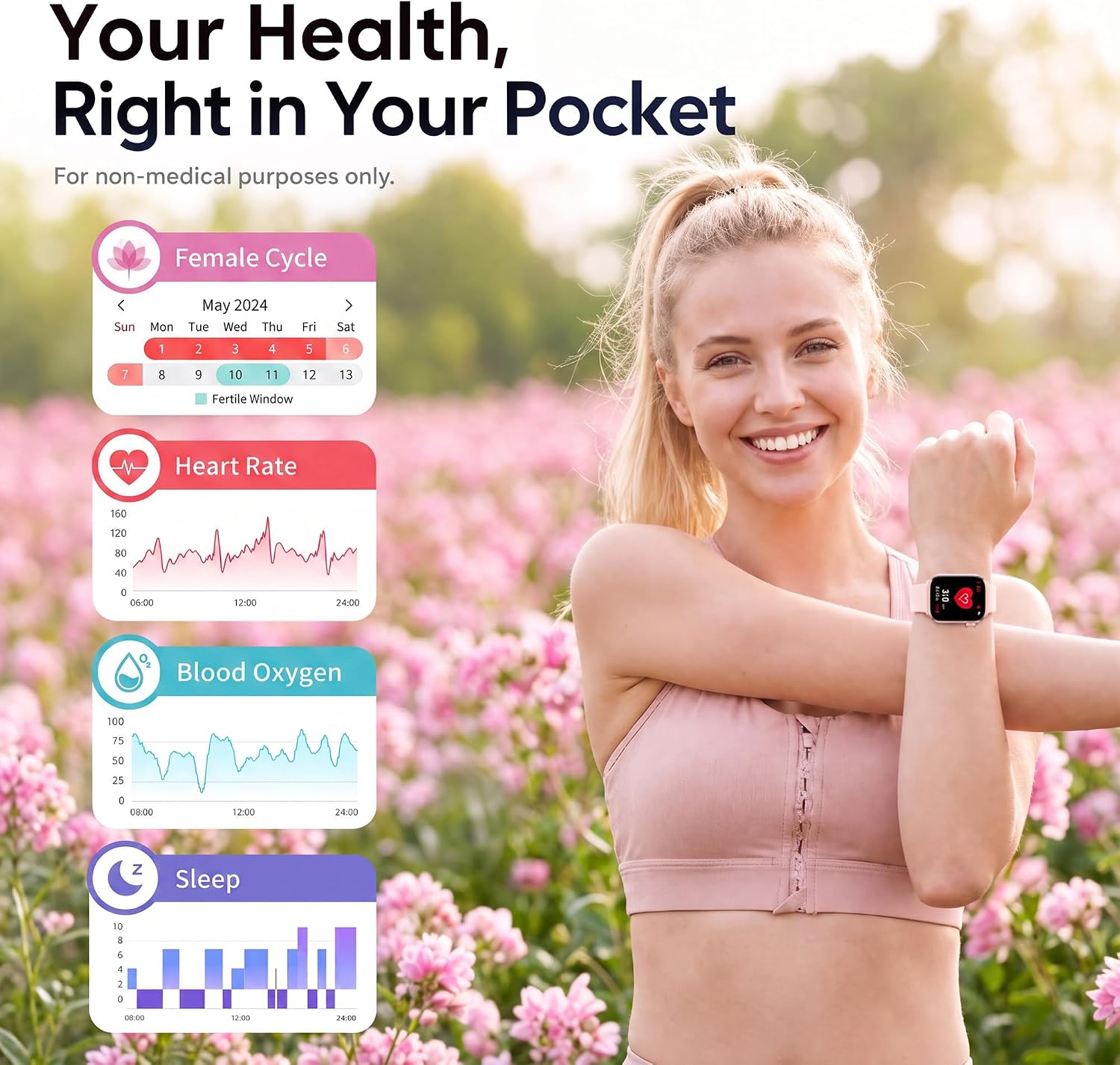 Smart Watch for Women, Bluetooth Answer/Make Calls, 1.83"HD Screen, 2 Bands