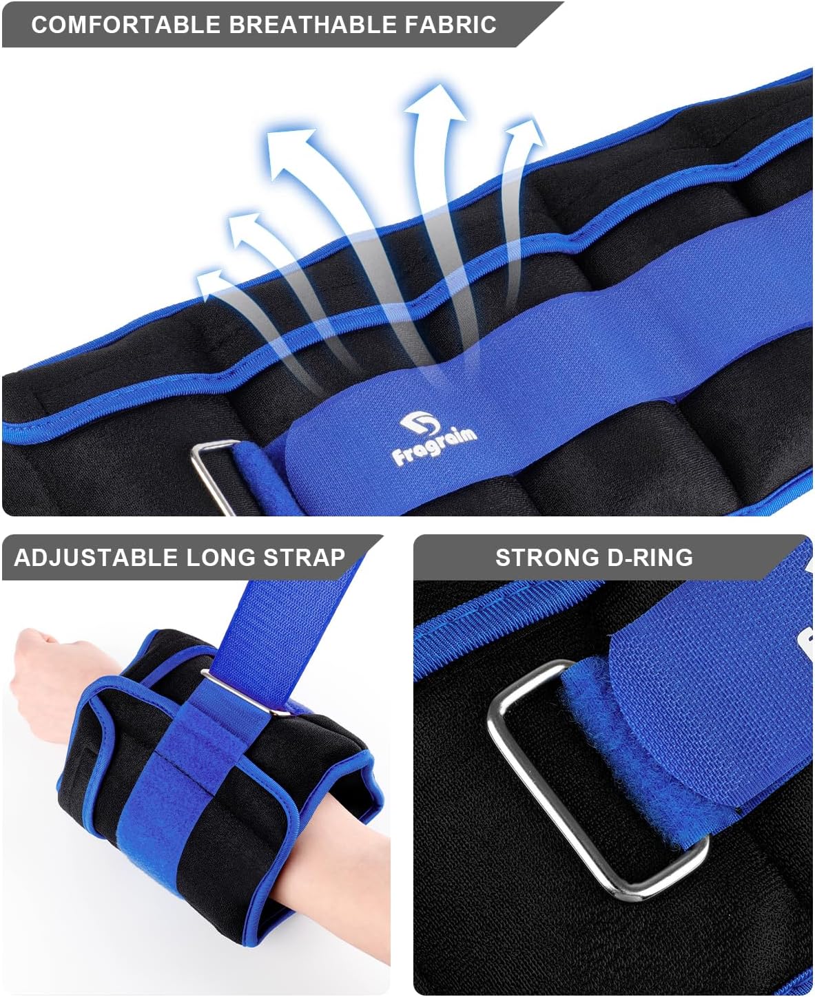 Fragraim Adjustable Ankle Weights 1-3/4/5/6/8/10/12/15/20 LBS Pair with Removable Weight for Jogging, Gymnastics, Aerobics, Physical Therapy