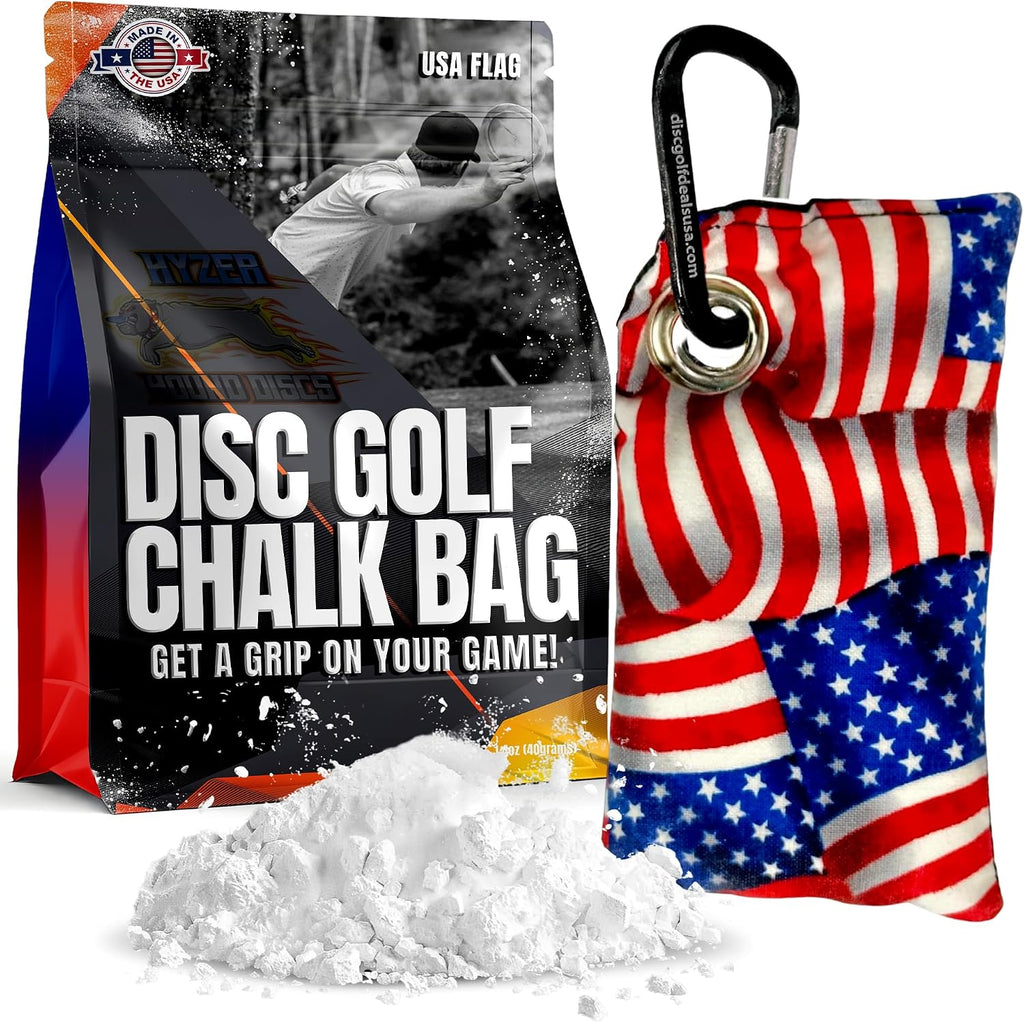 HYZER HOUND DISCS Disc Golf Chalk Bag with Carabiner, Dry Hands