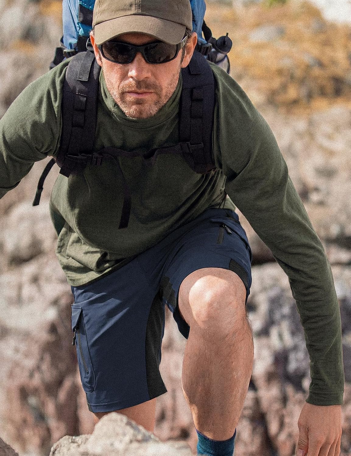 XKTTAC Men's Hiking Cargo Shorts: 4-Way Stretch with 6 Secure Pockets