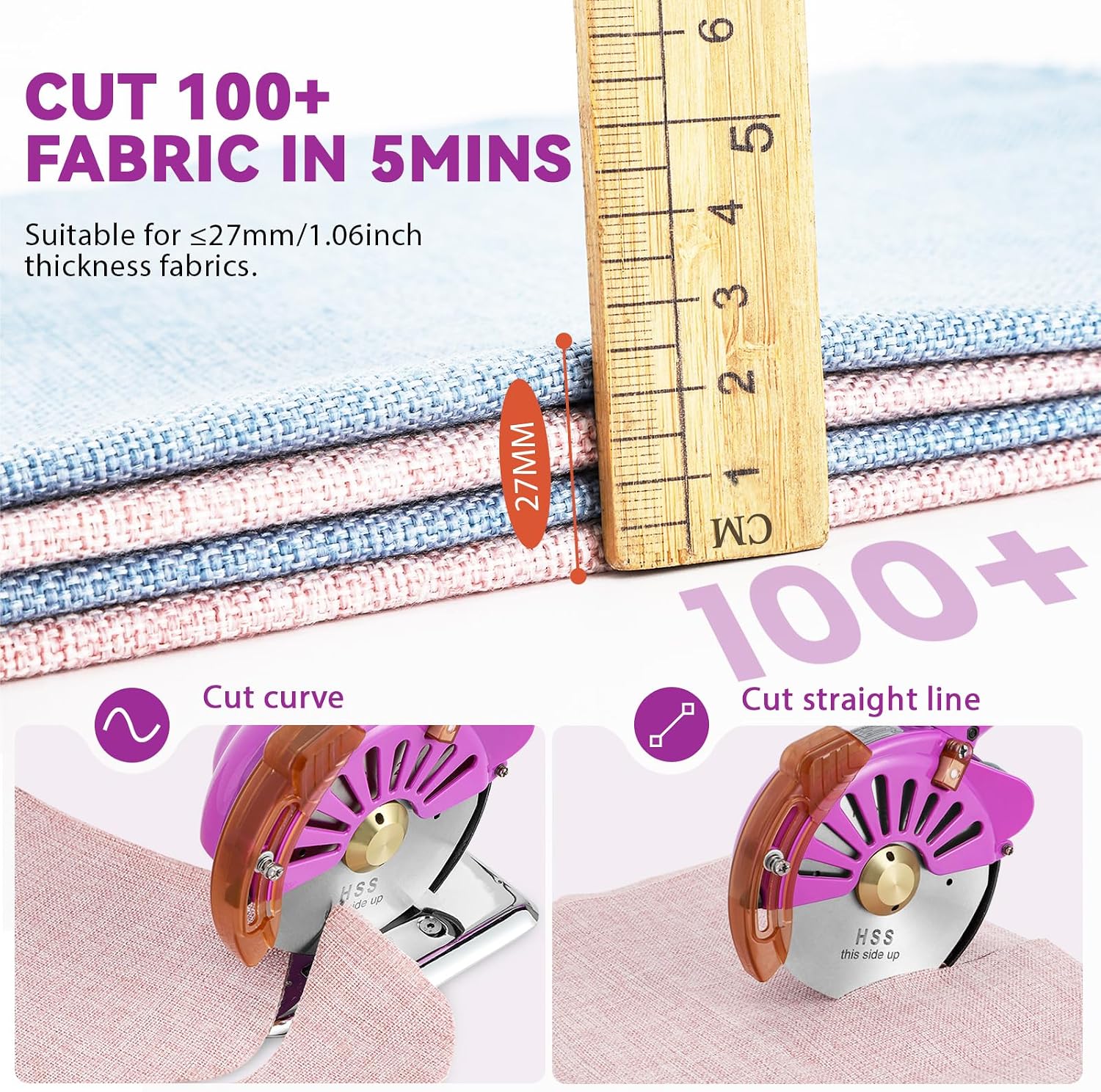 BAOSHISHAN 100mm Plug-in Electric Fabric Rotary Cutter Heavy Duty