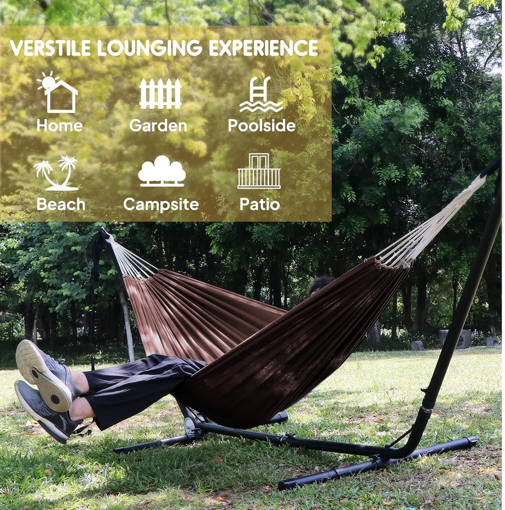 ANYOO Cotton Camping Hammock Portable with Tree Straps Holds 660lbs