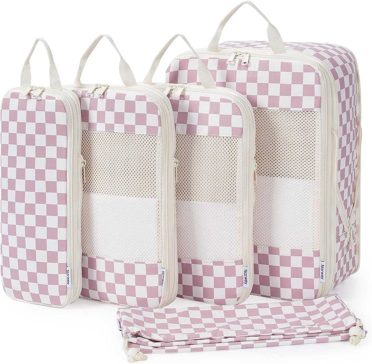 Narwey Compression Packing Cubes for Travel, Cute Luggage Organizer Bags