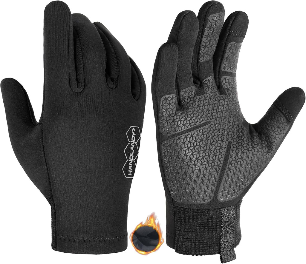 HANDLANDY Lightweight Running Gloves for Women & Men, Touchscreen Gloves with Fleece Lining & Anti-Slip Grip for Cycling, Biking, Commuting & as a Ski Glove Liner