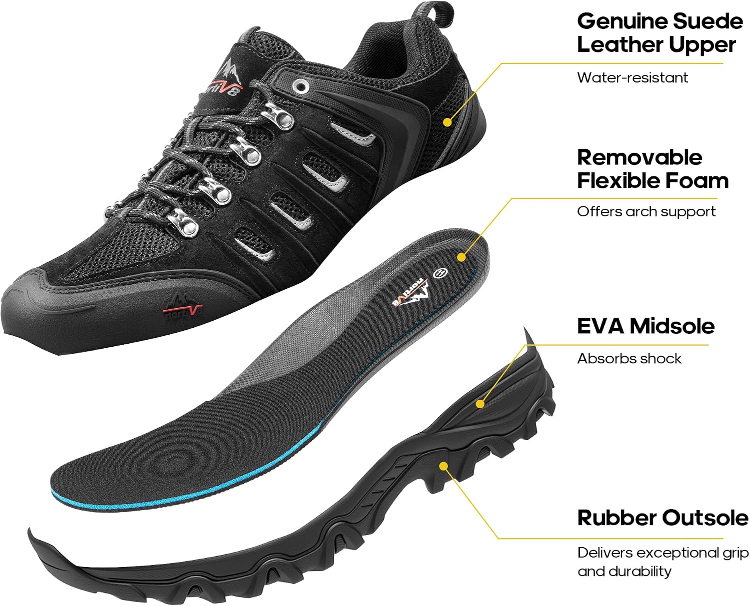NORTIV 8 Men's Waterproof Hiking Shoes Leather