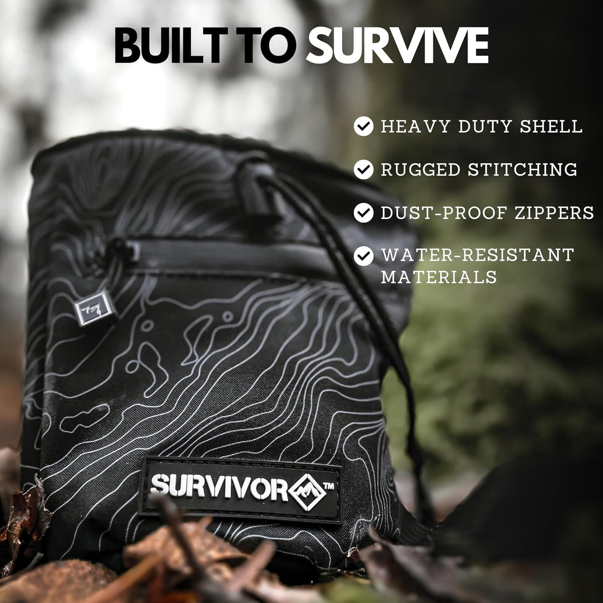 SURVIVOR Chalk Bag for Rock Climbing, Bouldering, Weightlifting, and More
