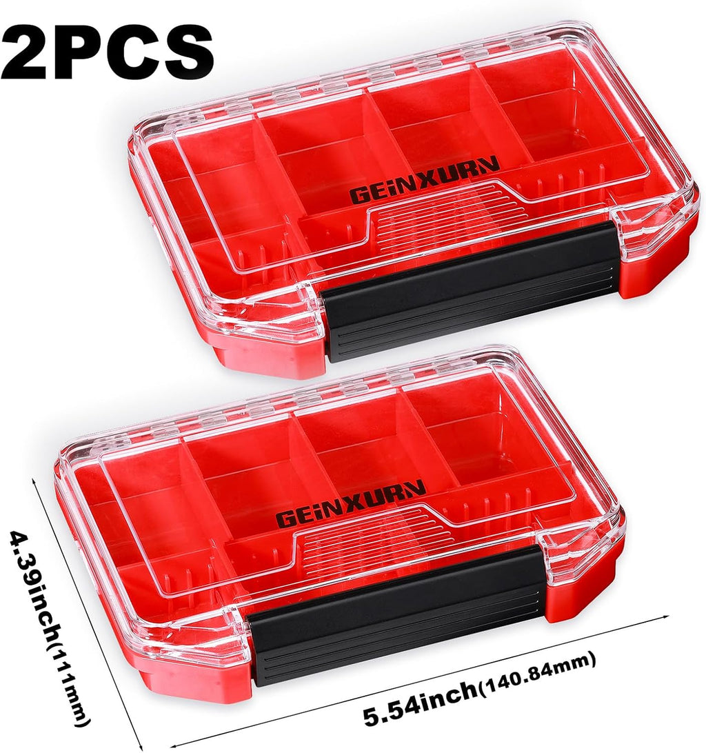 Geinxurn IPX4 Waterproof Small Storage Parts Organizer, Small Parts Case with Removable Dividers, Screwdriver Bit Set Box(2 Boxes)