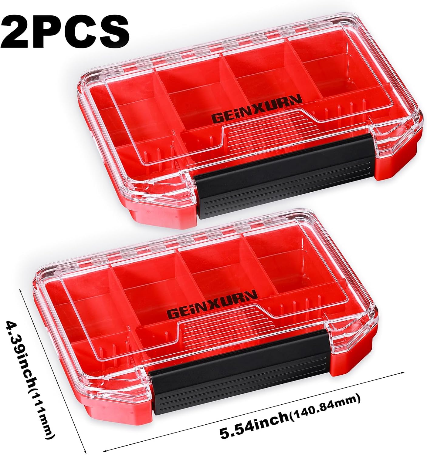 Geinxurn IPX4 Waterproof Small Storage Parts Organizer, Small Parts Case with Removable Dividers, Screwdriver Bit Set Box(2 Boxes)