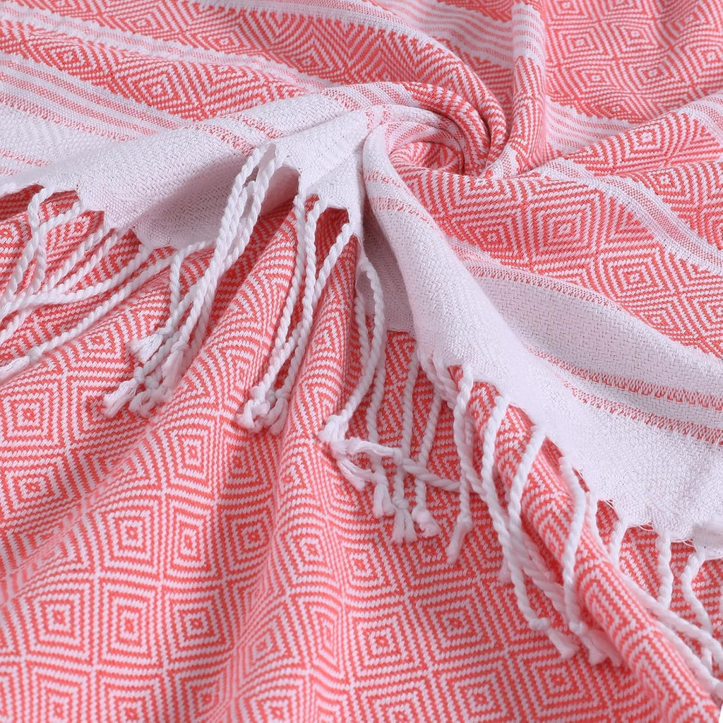 Genovega 6 Packs Oversized Turkish Beach Towels Set Towel Bulk 74"x38" Extra Large Quick Dry Sand Free Light Swim Bath Camping Pool Towel Travel Blanket Essentials Cruise Accessories Adult Vacation