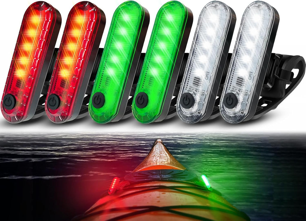 Amzonly 6Pack Kayak Lights for Night Kayaking- Battery Operated Navigation Lights for Boat, Jet Ski, Dinghy and Paddle Board