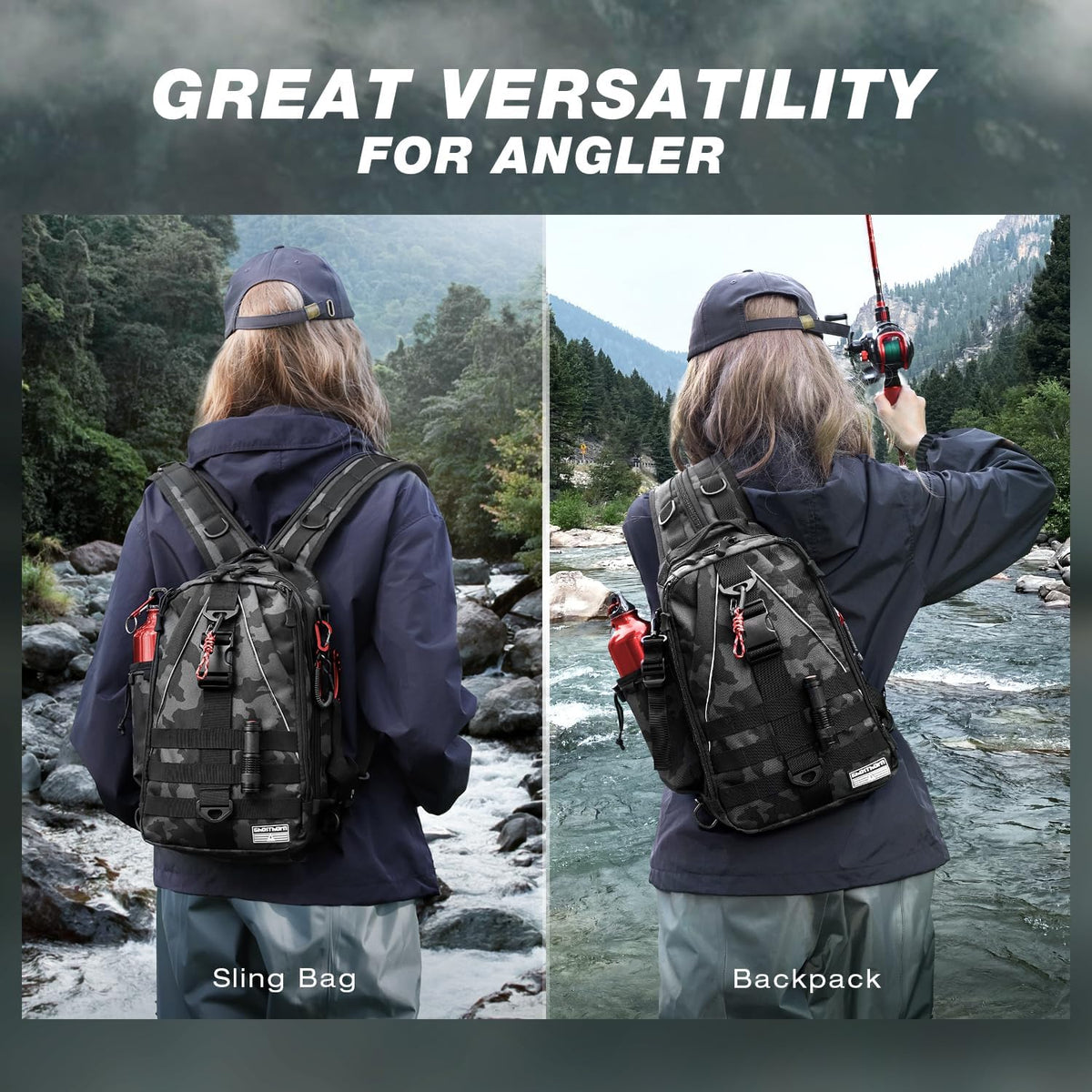 Ghosthorn Fishing Backpack with Rod Holder, Tackle Storage Bag Lightweight