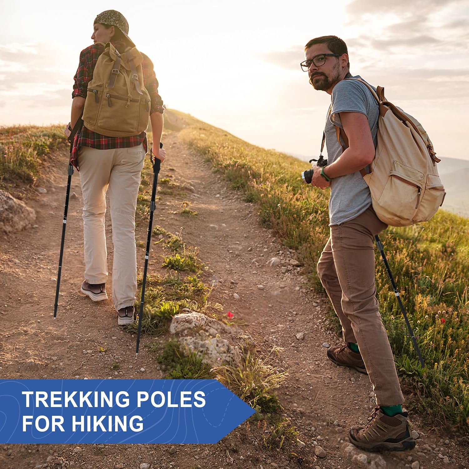 FrutPunch 2 Pack Aircraft-Grade Aluminum Alloy Trekking Poles for Hiking