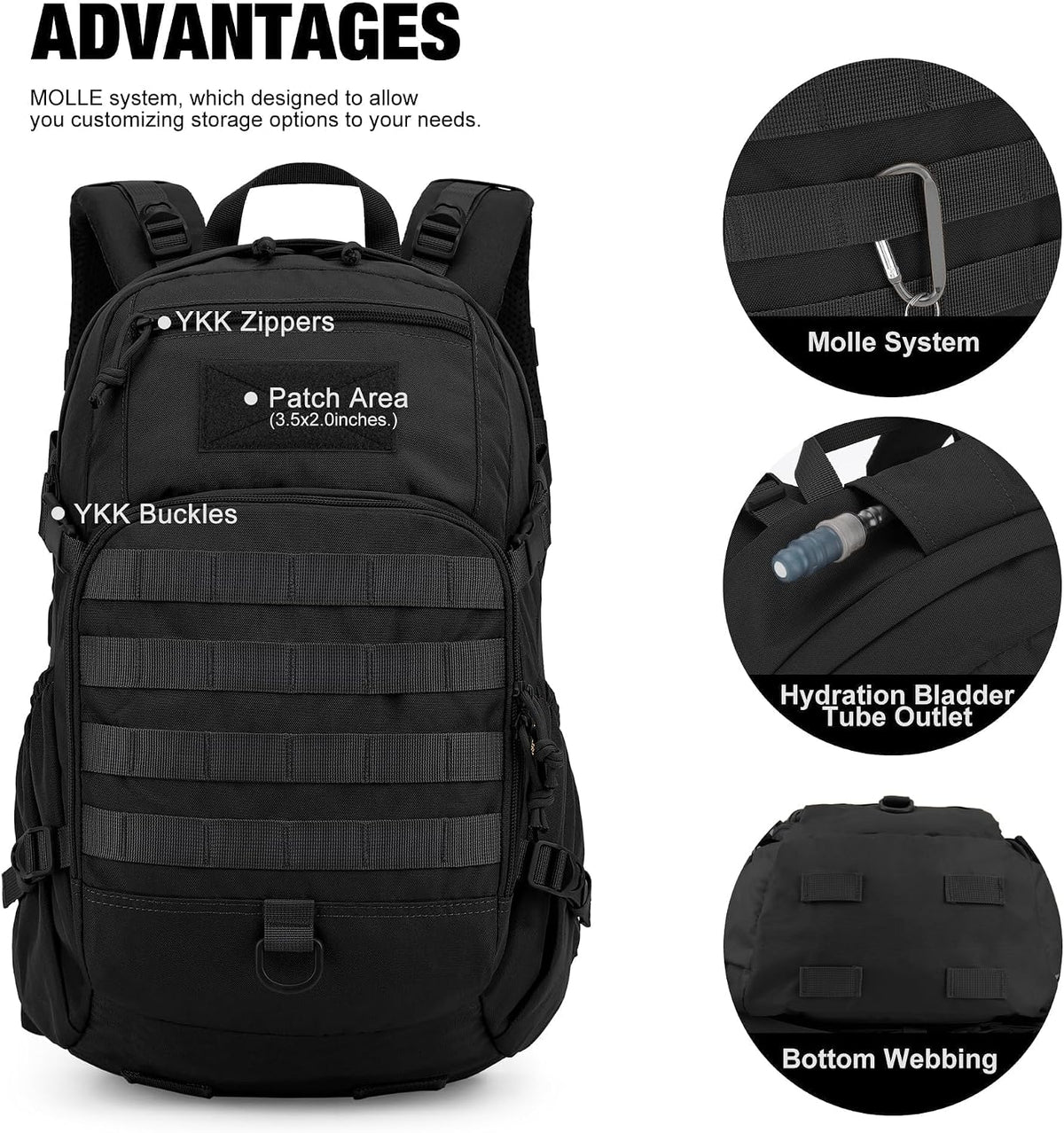 Mardingtop 25L Hiking Backpack,Lightweight Molle Tactical Backpack for Running,Hiking,Cycling,Motorcycle