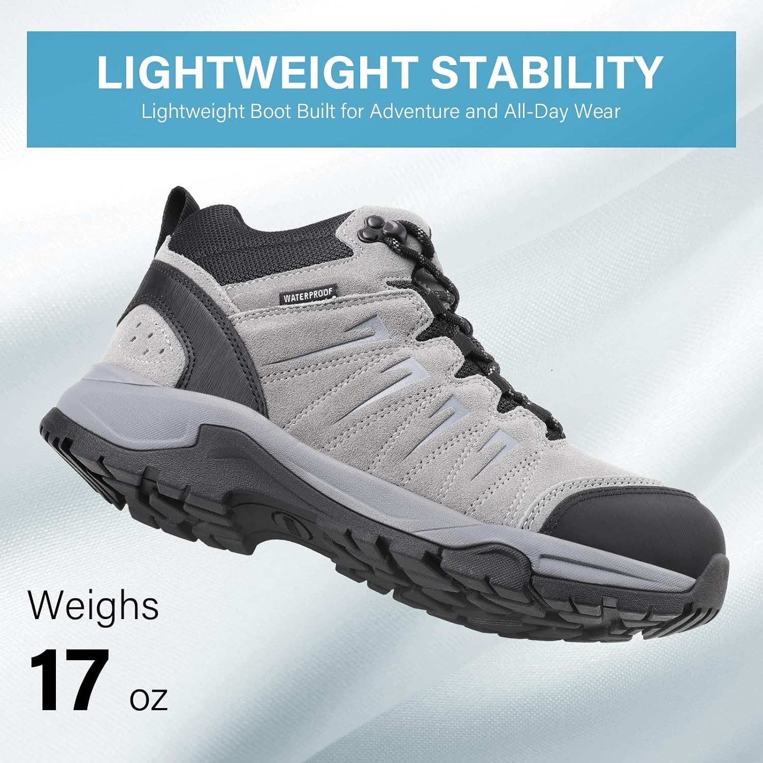 Men's Waterproof Hiking Boots Lightweight Leather Mid Ankle Outdoor Trail Trekking shoes