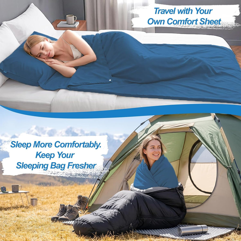 Camping Sleeping Pad Sheet & Sleeping Bag Liner 2-in-1 Camping Sheets