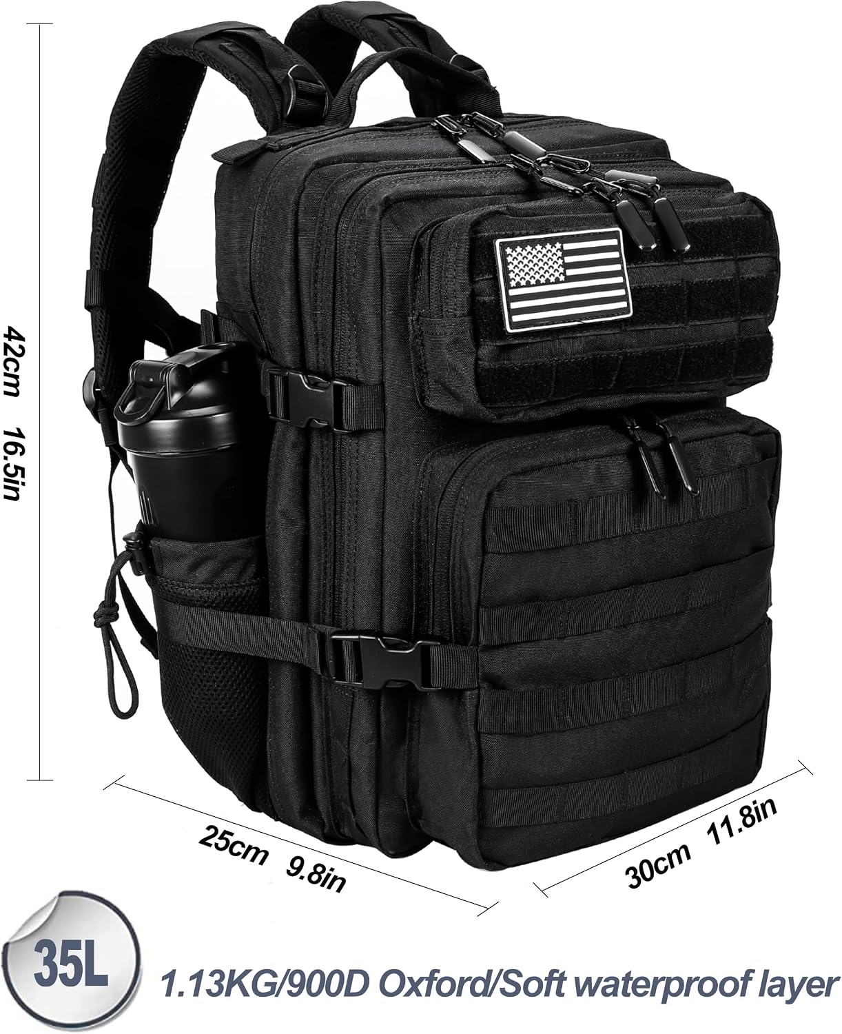 LHI Tactical Military Backpack for Men and Women 25L/35L Army Assault Pack Bag Small Rucksack with Bottle Holder