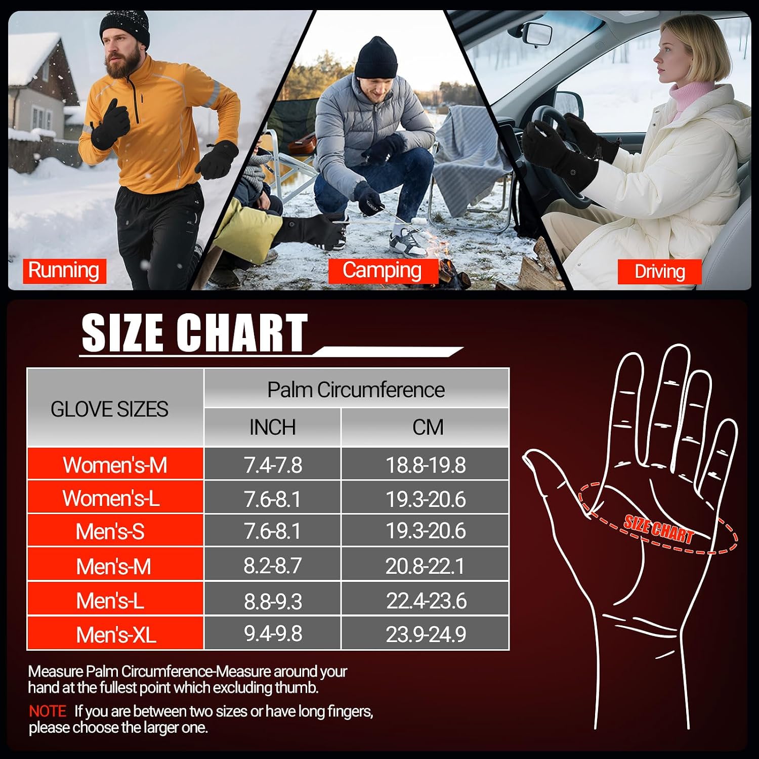 Heated Gloves Liners Rechargeable for Men & Women Thin Electric Gloves