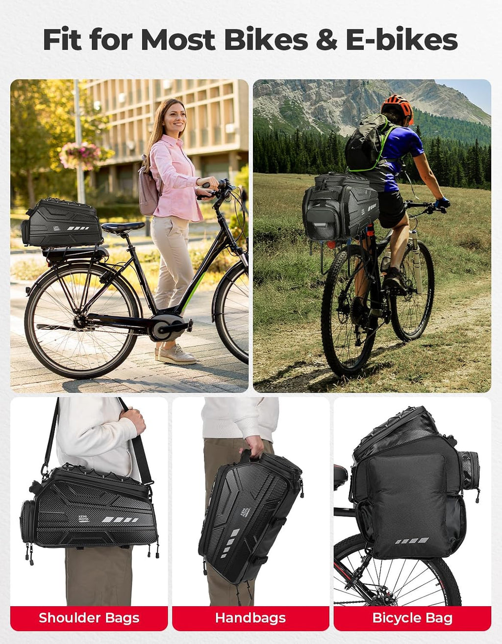 KEMIMOTO Ebike Rear Bike Rack Bags 40L, EVA Hard Shell Bag