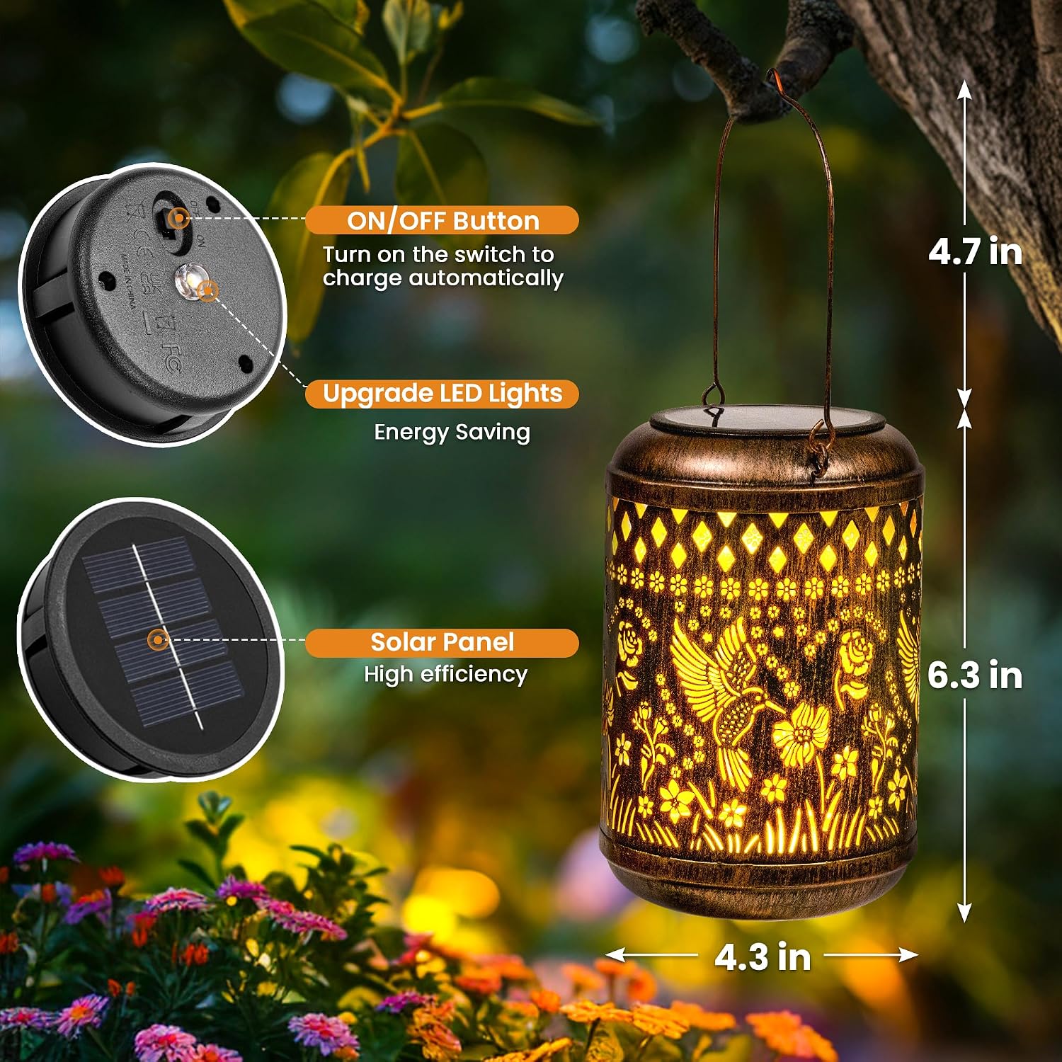 Hummingbird Gardening Gifts Solar Garden Decor Outdoor Lanterns 1 Pack