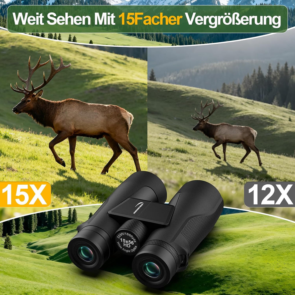 Aurosports 15x56 Binoculars for Adults High Powered Cruise Ship Bird, BAK4