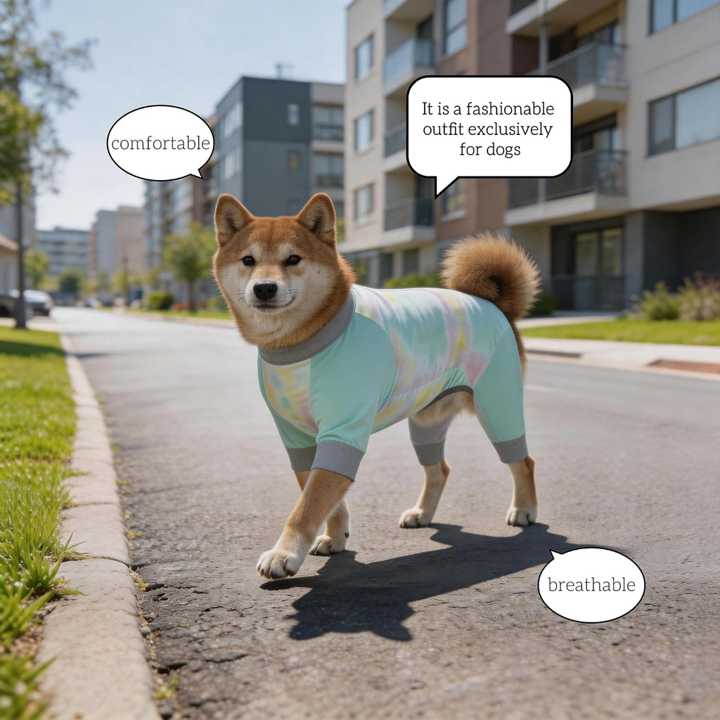 Dog Cooling Sun Protection Suit, Outdoor Fashion Onesie, UPF 50+ Lightweight Breathable Quick-Dry, Anti-Dirt & Anti-Shedding, Zipper Design for Easy Dressing Undressing (Cyan, XX-Large)