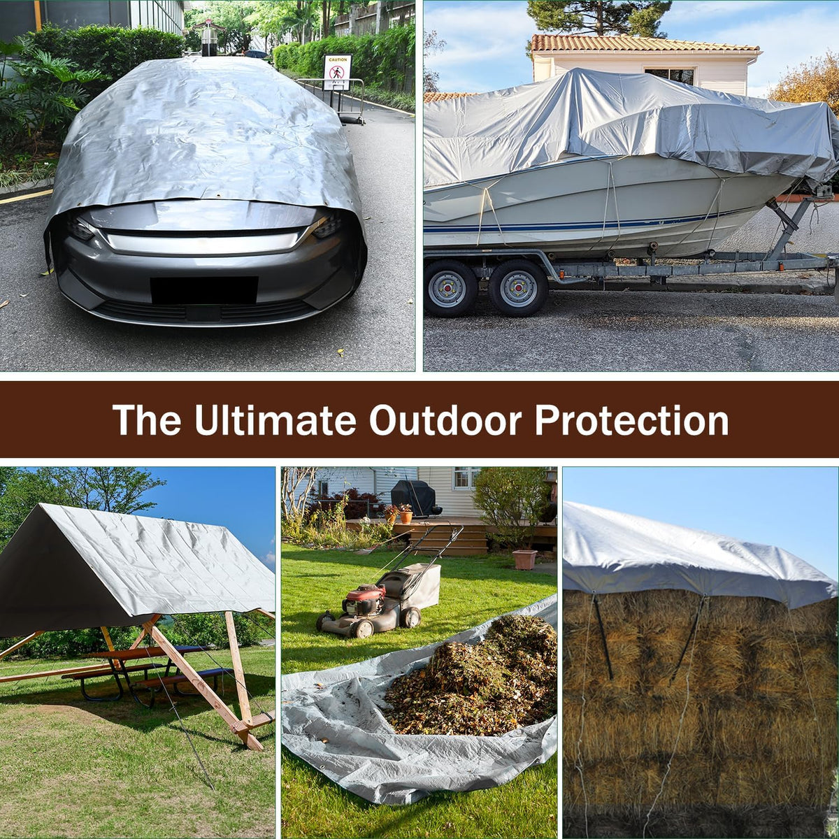 Sunvigor Tarp Waterproof 16x20Ft, Extra Thick 16 Mil Heavy Duty Tarp Cover, Tear & Fade Resistant, Outdoor Tarps with Brass Grommets and Reinforced Edges for Roof, Camping, Patio, Boat (Silver/Black)