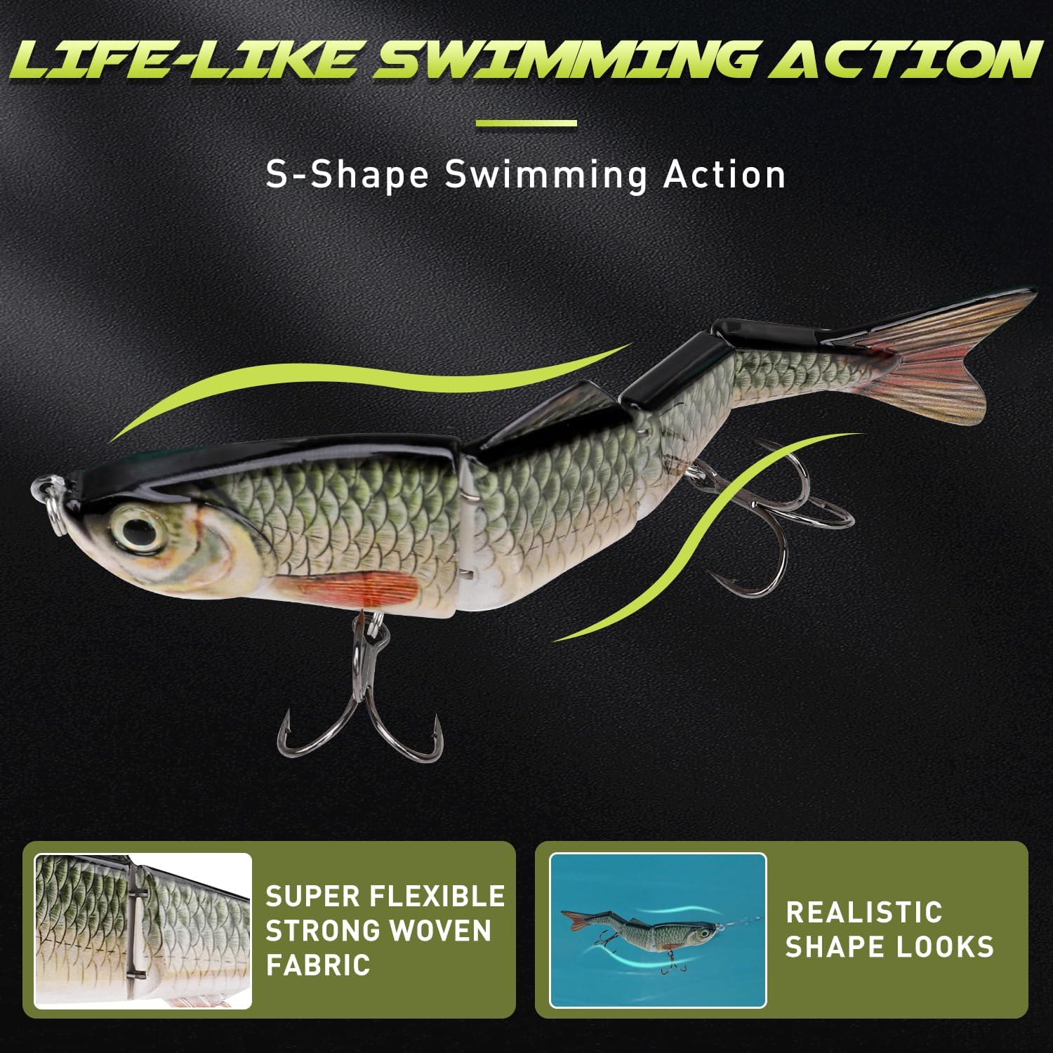 GOTOUR Jointed Swimbaits, Easy Catch Fishing Lures for Bass Trout Crappie