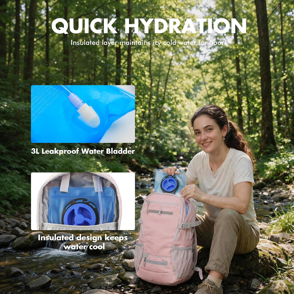 20L Hydration Backpack with 3L Water Bladder Water Backpack for Hiking Hydration Pack Insulated Daypack for Commuting