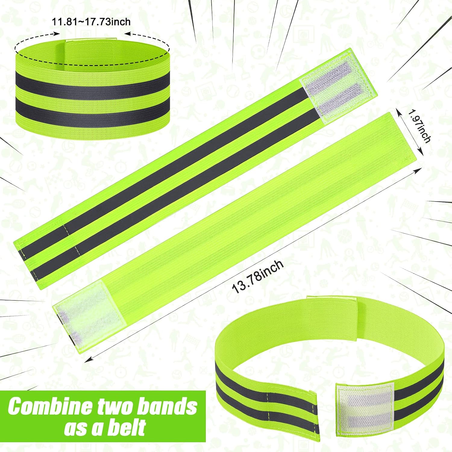 100 Pcs Reflective Arm Bands for Night Walking Reflector Bands Wrist Arm Ankle Leg High Visibility Reflective Gear Safety Reflector Tape Straps for Cycling and Running