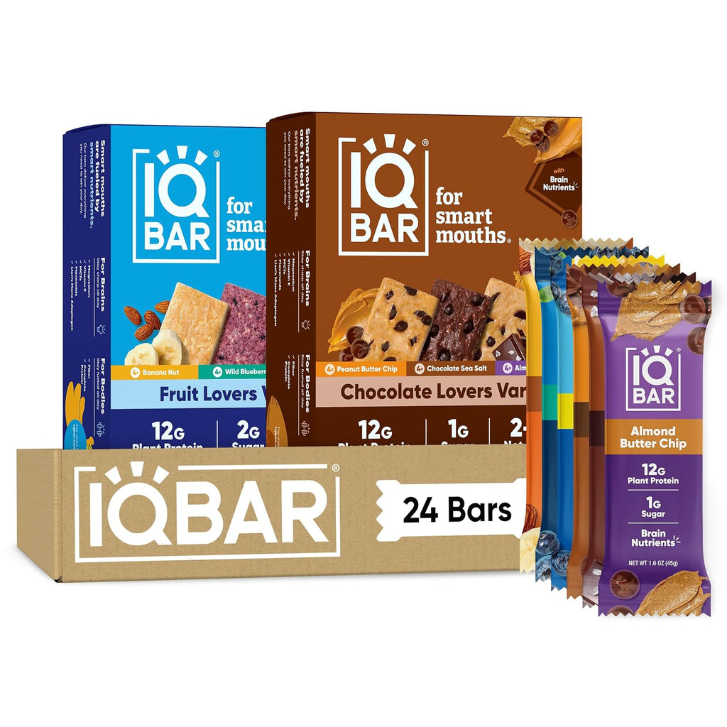 IQBAR Clean Protein Bars, Low Sugar Keto, Fruit + Chocolate Pack 24-Count
