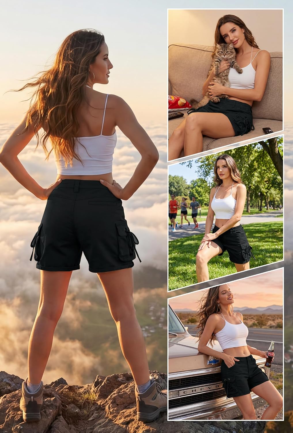 Women's Cargo Hiking Shorts, Lightweight with Pockets