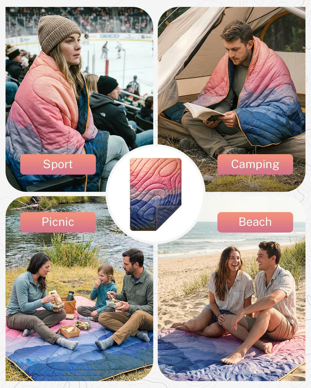 Gonex Camping Blanket, Packable Wearable Puffy Outdoor Blanket