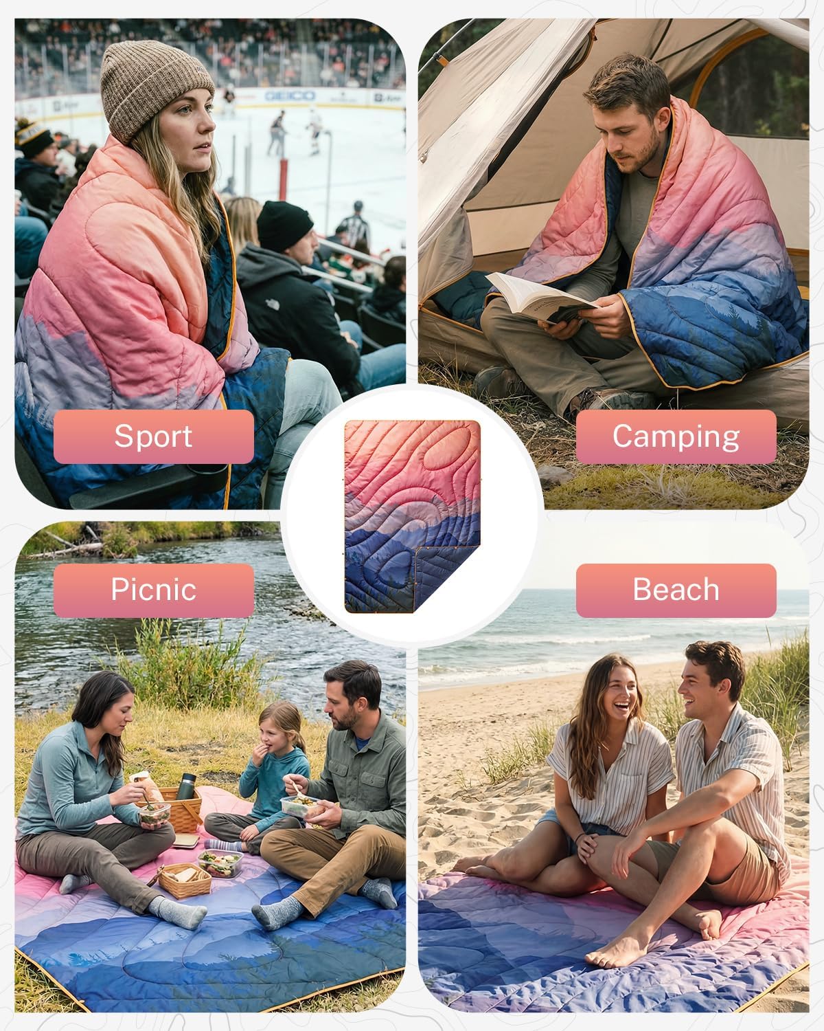 Gonex Camping Blanket, Packable Wearable Puffy Outdoor Blanket