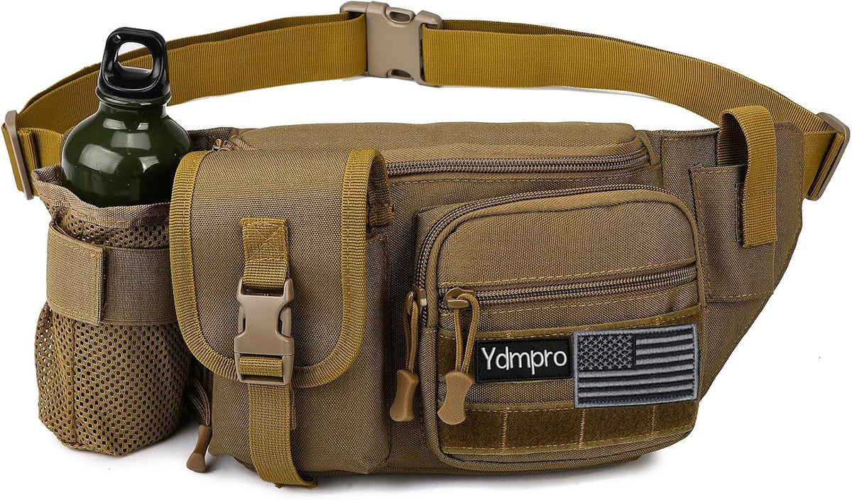 Tactical Fanny Pack，Military Waist Bag Hip Belt Bumbag Utility Bags for Fishing Hiking Hunting with Mesh Water Bottle Holder Pouch (Green)