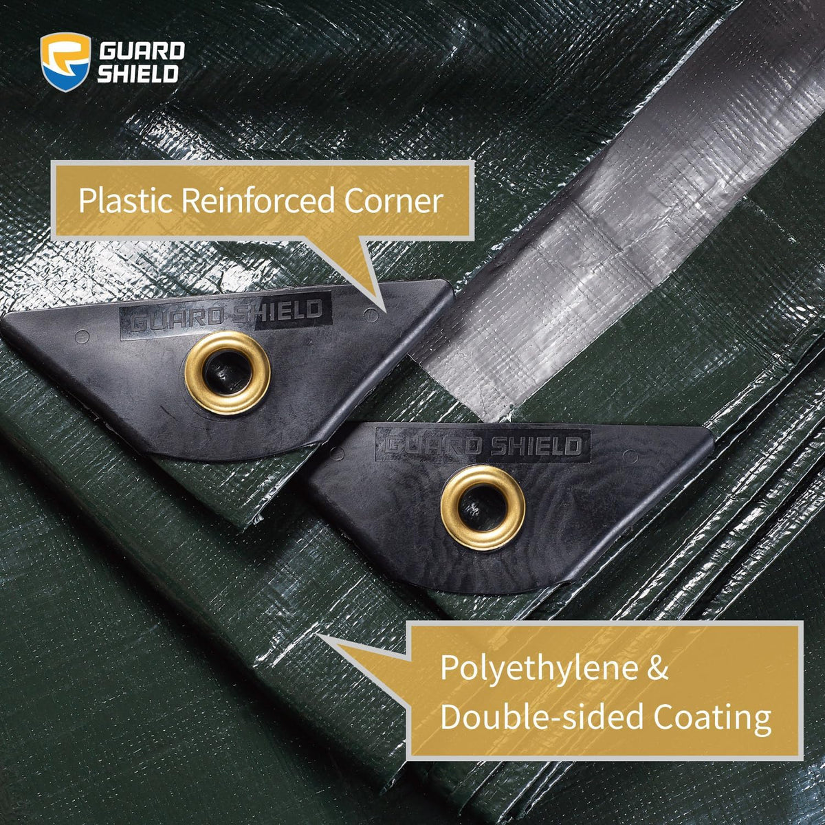 GUARD SHIELD Super Heavy Duty Green/Silver Poly Tarp Cover 20x20 Feet Waterproof 16mil Thick UV and Tear Resistant Tarpaulin with Grommets and Reinforced Edges